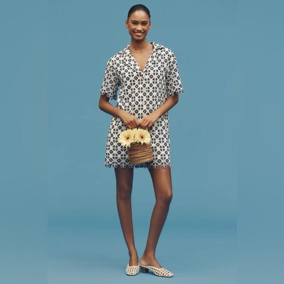 NWT Size XS - Maeve Short-Sleeve Geo Lace Mini Shirt Dress (NWT US$ 198) - Picture 10 of 16